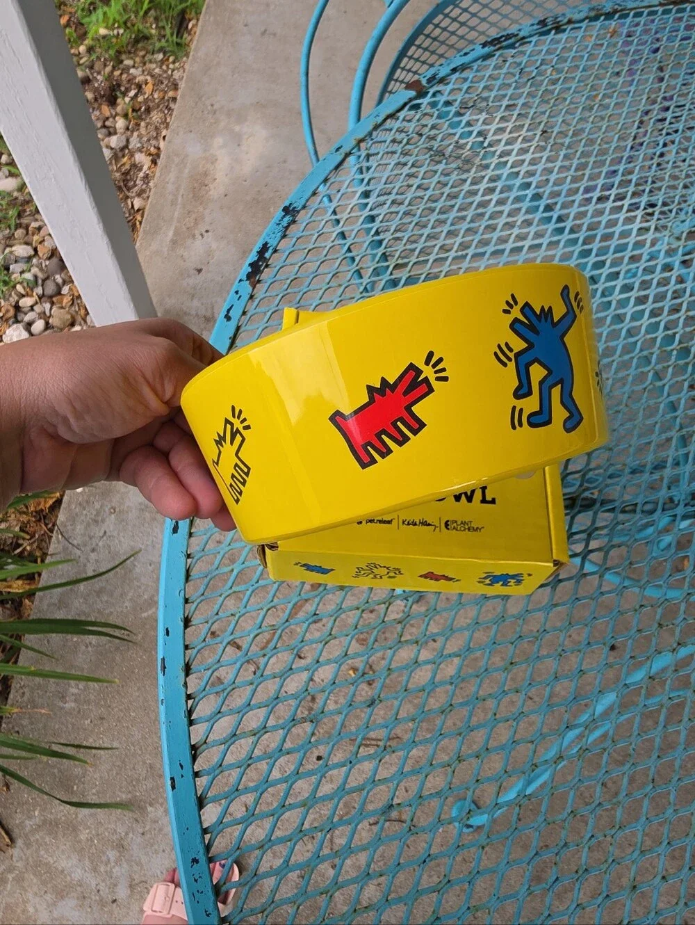 Keith Haring Pet Relief Special Edition Yellow Dog Bowl - NIB